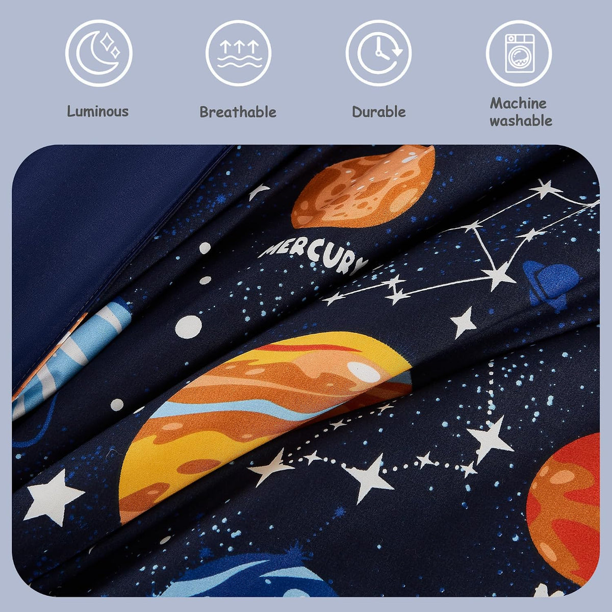 Twin Bedding Sets for Boys - 5 Pieces Space Bedding Twin Comforter Set