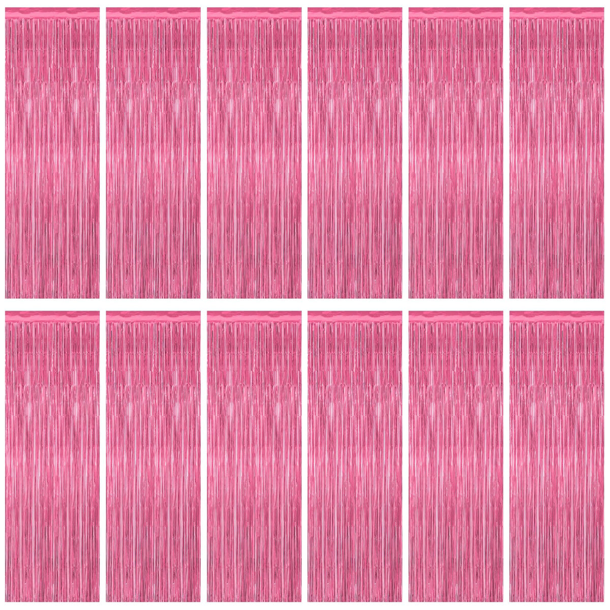2 Pack Glitter Pink Backdrop, 3.28 FT x 7.05 FT Birthday Party Decorations, Laser Pink Fringe Curtains Foil Streamer Tinsel, Pink Curtains Photo Backdrop Happy Birthday Valentines Day Backdrop
