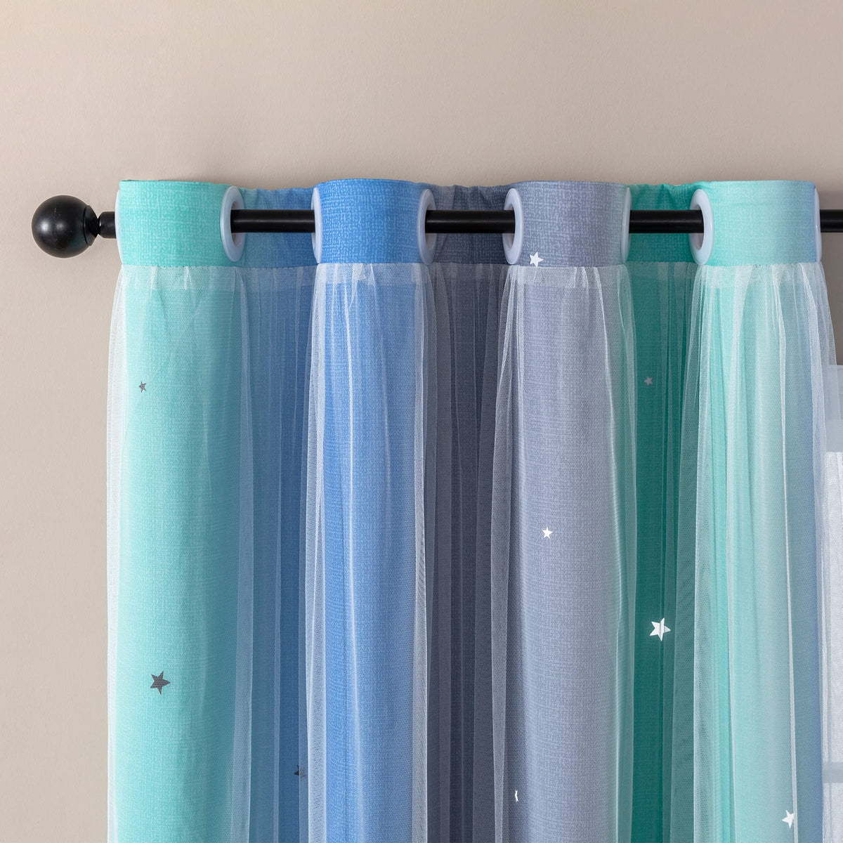 XiDi Curtains for Girls Bedroom Decor, Rainbow Blackout Curtains for Kids/Little Girl Room Decor, Unicorn Wall Decals,Pink Purple Green,63 x 34 inches,1 Panel