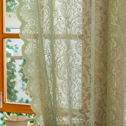 ALIGOGO Short White Lace Kitchen Curtains 36 Length 2 Panels W26 x L36 Inch