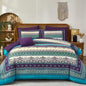 Cottolester Boho Comforter Set Queen Size 8 Piece Bed in a Bag Bohemian Striped Bedding Quilt Set Aqua Paisley Floral Comforter and Sheet Set,Soft Microfiber Complete Bedding Sets for All Season