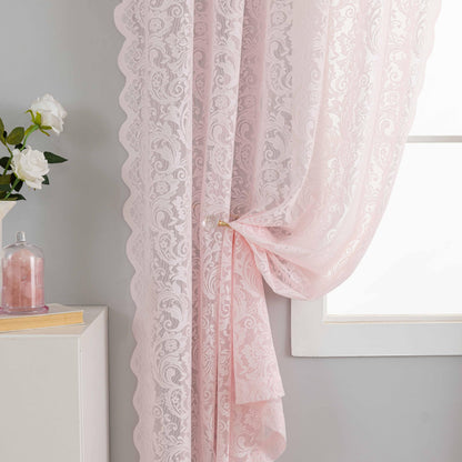 ALIGOGO Short White Lace Kitchen Curtains 36 Length 2 Panels W26 x L36 Inch