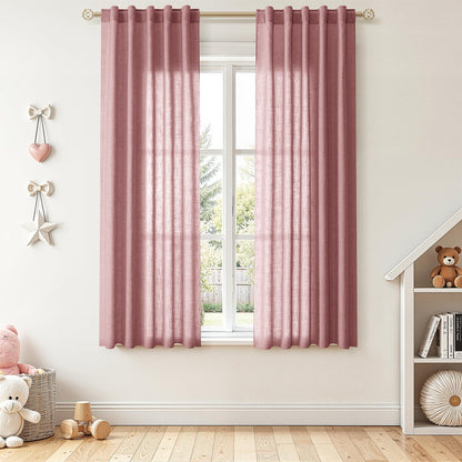 Nanspring Linen Kitchen Window Curtains Over Sink for Cafe 36x36 Inch Cream