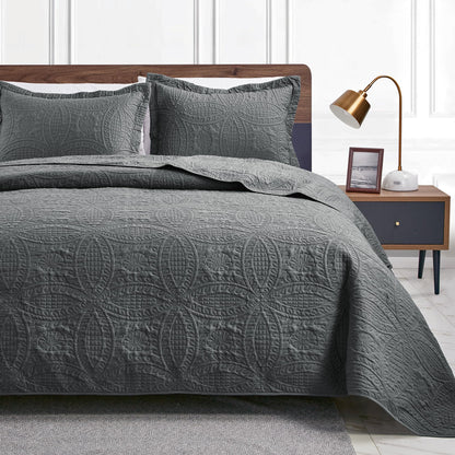 Love's cabin Quilts for Queen Bed Blue Bedspreads - Soft Bed Summer Lightweight Bedspread Comforter - Modern Style Coin Pattern Coverlet for All Season - 3 Pieces (1 Quilt, 2 Pillow Shams)