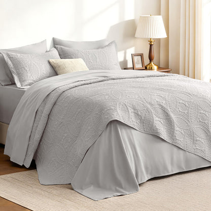 Love's cabin Quilts for Queen Bed Blue Bedspreads - Soft Bed Summer Lightweight Bedspread Comforter - Modern Style Coin Pattern Coverlet for All Season - 3 Pieces (1 Quilt, 2 Pillow Shams)