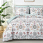DHSFKBE Floral Comforter Set Queen Size,7 Piece Orange Bed in a Bag, Elegant Flower Pattern Comforter Set with Sheet, Soft Microfiber Complete Bedding Sets for All Season
