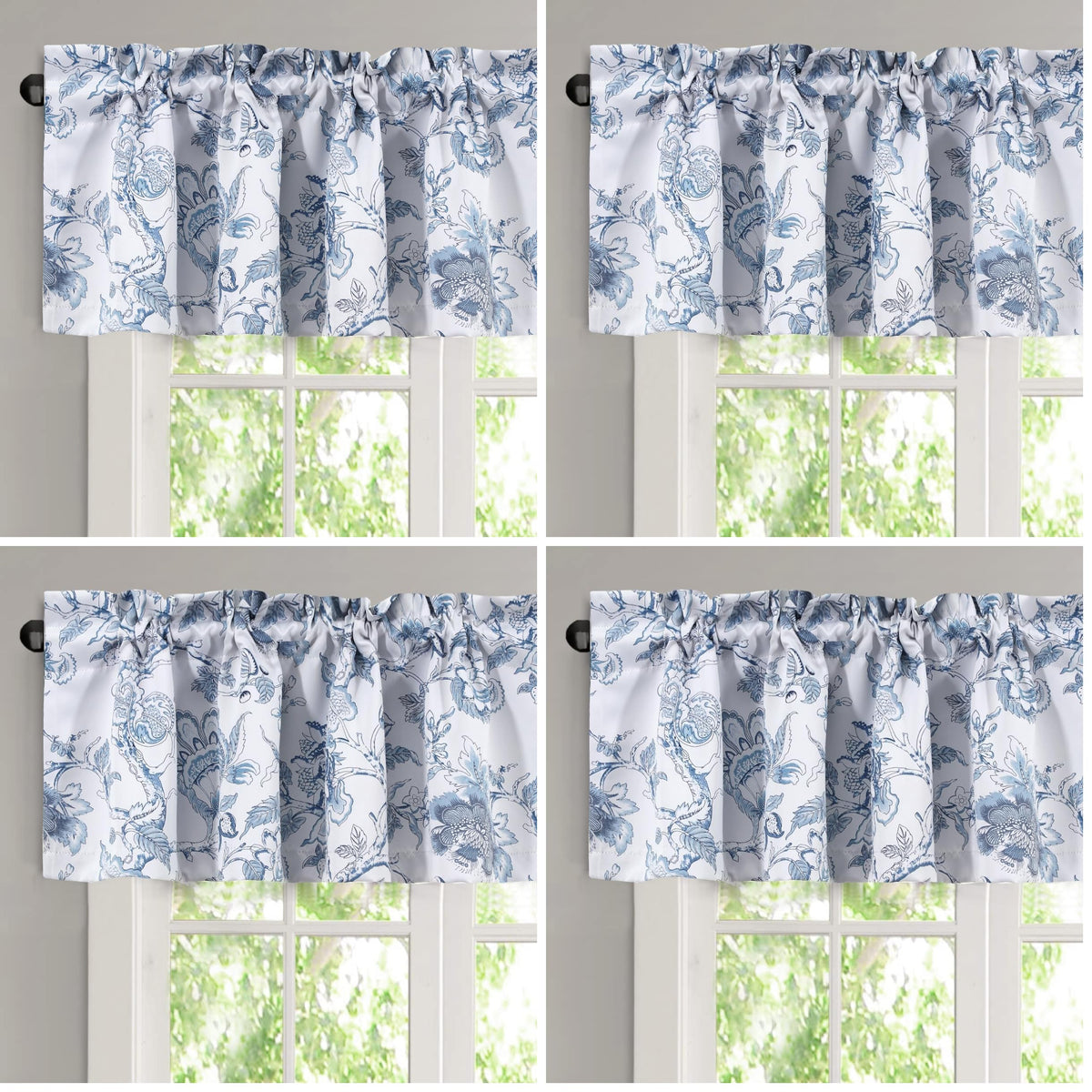 H.VERSAILTEX Blackout Curtain Valances for Kitchen Window/Living Room/Bathroom Privacy Added Rod Pocket Home Decoration Winow Valance, 52" W x 18" L, Floral in Sage and Brown