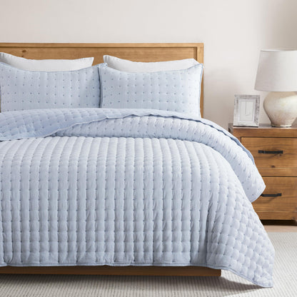 WDCOZY Cloud Soft Quilt Set, King Size, Light Beige, 3 Pieces 104x90 inches