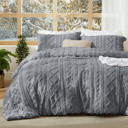 Bedsure Tufted Boho Comforter Set King, Bedroom Decor Bedding Set Beige