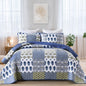 Mybedsoul Boho Quilts Queen Size, Patchwork Floral Bedding Set, Blue