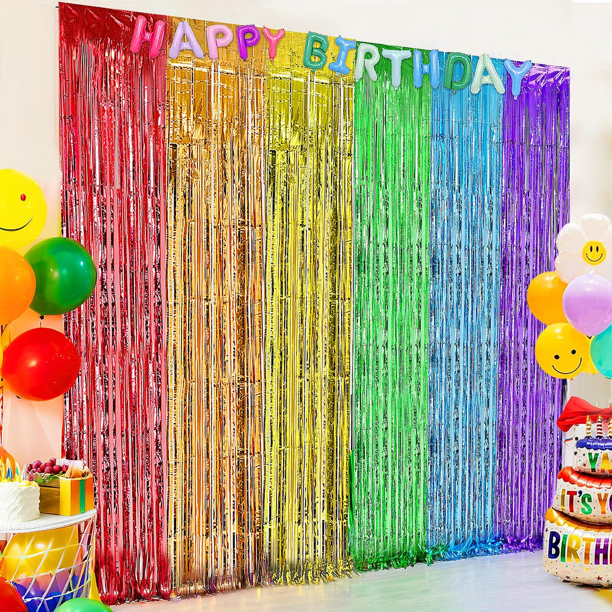 2 Pack Foil Curtain Backdrop Curtains Silver Tinsel Door Streamers Birthday Party Decorations Photo Backdrop Props for Party Graduation Wedding Bachelorette Christmas Baby Shower
