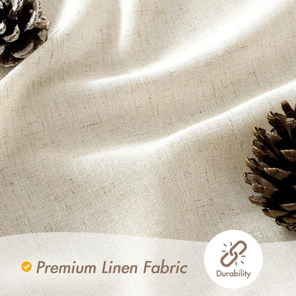MIULEE Linen Buttonhole Fabric Shower Curtain Natural 72*72" 12 Metal Hooks