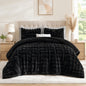 YIKUSH Queen Faux Fur Soft Comforter Set, Fluffy Linen Rabbit Fur Comforter