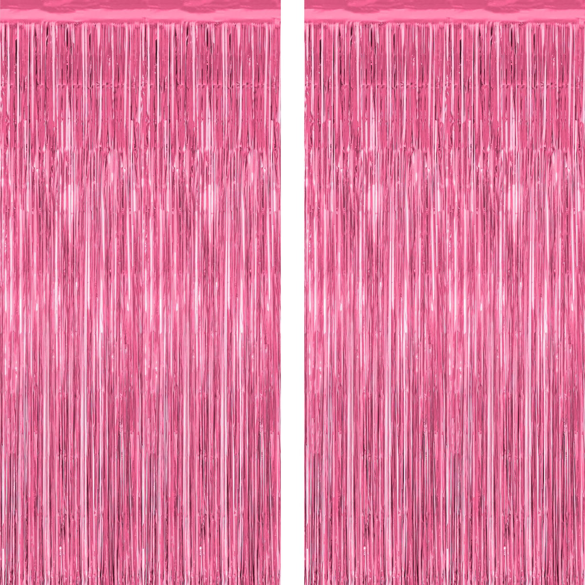 2 Pack Glitter Pink Backdrop, 3.28 FT x 7.05 FT Birthday Party Decorations, Laser Pink Fringe Curtains Foil Streamer Tinsel, Pink Curtains Photo Backdrop Happy Birthday Valentines Day Backdrop