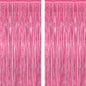 2 Pack Glitter Pink Backdrop, 3.28 FT x 7.05 FT Birthday Party Decorations, Laser Pink Fringe Curtains Foil Streamer Tinsel, Pink Curtains Photo Backdrop Happy Birthday Valentines Day Backdrop