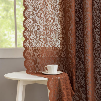 ALIGOGO Short White Lace Kitchen Curtains 36 Length 2 Panels W26 x L36 Inch