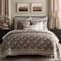 Levtex Home Adare Taupe Reversible King/Cal King Quilt Set (106x92in) and 2 Pillow Shams (36x20in) - Floral Bedding - Taupe White - Cotton King Size Quilt Bedding Set - Lightweight, Soft, Pre-Washed