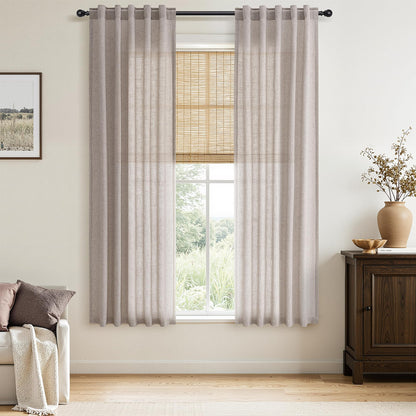 Nanspring Linen Kitchen Window Curtains Over Sink for Cafe 36x36 Inch Cream