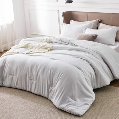 Bedsure Queen Size Comforter Sets, Beige Cationic Dyed Bedding Set 3 Pcs