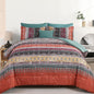 Cottolester Boho Comforter Set Queen Size 8 Piece Bed in a Bag Bohemian Striped Bedding Quilt Set Aqua Paisley Floral Comforter and Sheet Set,Soft Microfiber Complete Bedding Sets for All Season