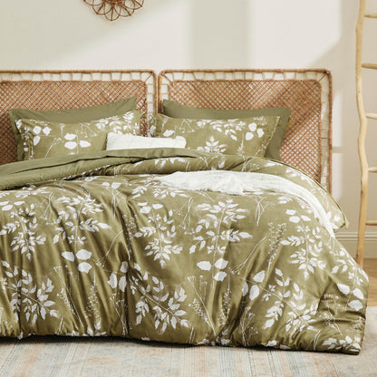 Bedsure Sage Green Queen Comforter Set, Floral Bedding Sets, 7 Piece