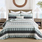 Homzard 100% Cotton Quilt Bedding Set Queen Size Striped Floral Bedspread