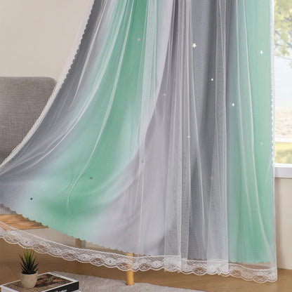 XiDi Curtains for Girls Bedroom Decor, Rainbow Blackout Curtains for Kids/Little Girl Room Decor, Unicorn Wall Decals,Pink Purple Green,63 x 34 inches,1 Panel