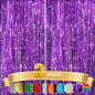 GCB 2Pack Black Metallic Tinsel Foil Fringe Curtain, Black Curtain Backdrop