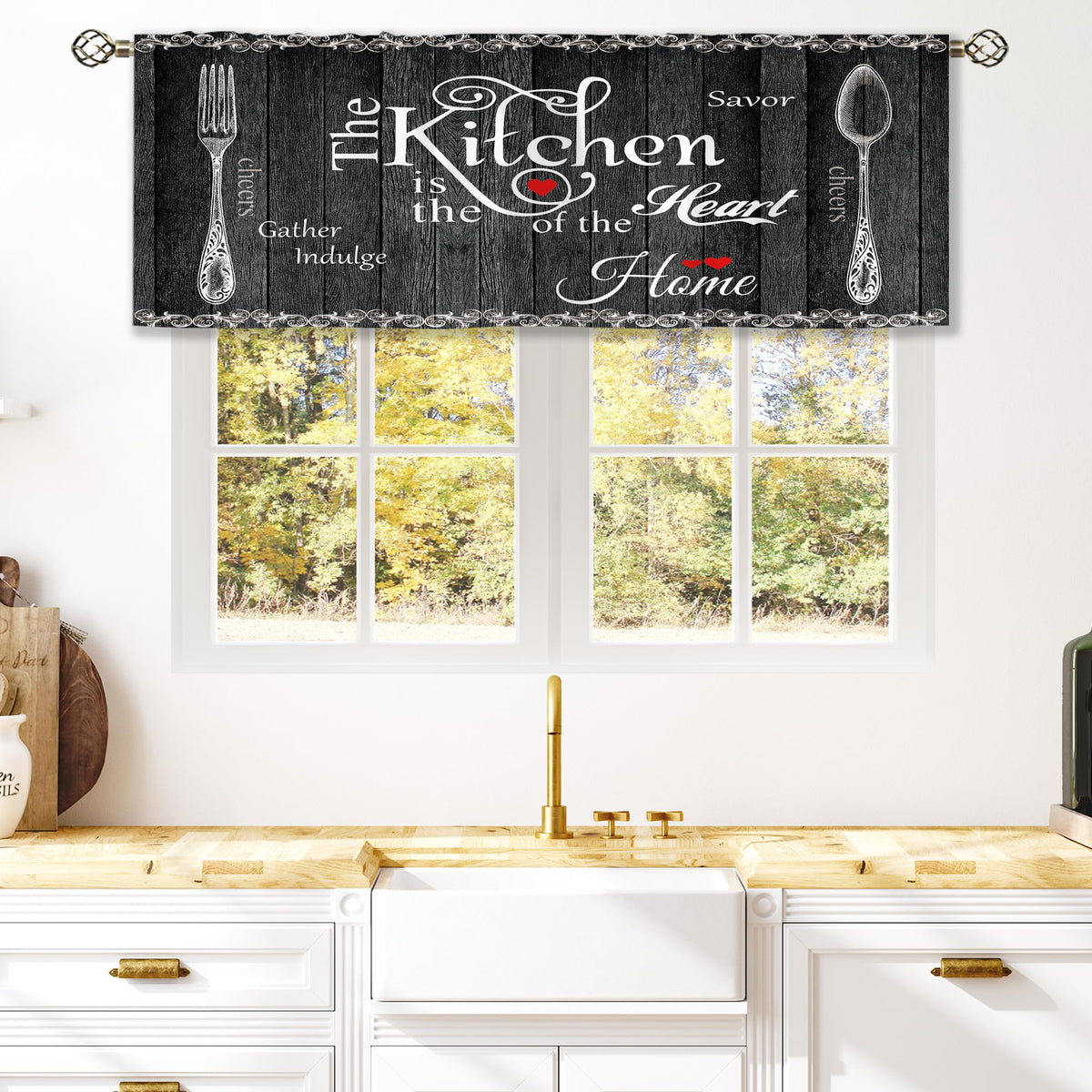 Teal Farmhouse Daisy Kitchen Curtains Wooden Flower Small Short Cafe Window Curtains Rustic Floral Butterfly Country Bathroom Drapes Treatment Tier Curtains 2 Panels (27.5x39 Inch)
