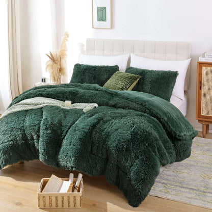 Smoofy Fluffy Queen Comforter Set, Faux Fur Pink Comforter Set 3 Pcs