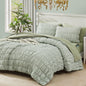 Full Size Comforter Sets - 3 Pieces Blue Ruched Floral Full Bedding Set