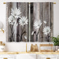 Teal Farmhouse Daisy Kitchen Curtains Wooden Flower Small Short Cafe Window Curtains Rustic Floral Butterfly Country Bathroom Drapes Treatment Tier Curtains 2 Panels (27.5x39 Inch)