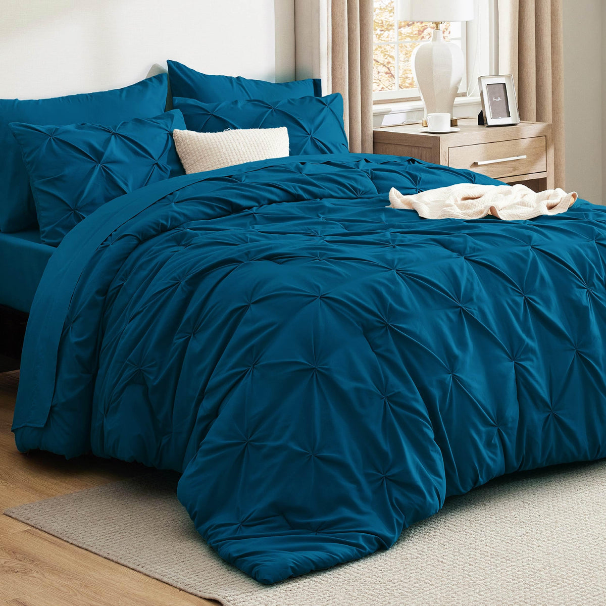 Bedsure 7-Piece King Size Comforter Set & Sheets, Grey King Bedding