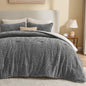 BEDELITE Fluffy Sherpa Queen Comforter Set,Grey