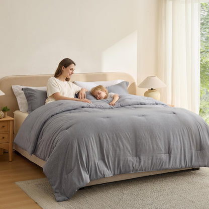 Bedsure Queen Size Comforter Sets, Beige Cationic Dyed Bedding Set 3 Pcs
