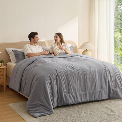 Bedsure Queen Size Comforter Sets, Beige Cationic Dyed Bedding Set 3 Pcs