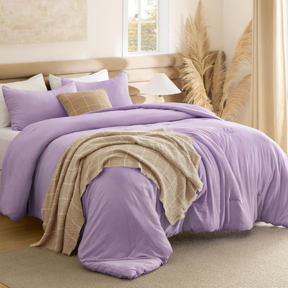 Bedsure King Comforter Set Prewashed Soft Bedding Set 3Pcs Beige 104"x90"