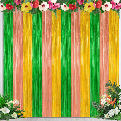 2 Pack Glitter Pink Backdrop, 3.28 FT x 7.05 FT Birthday Party Decorations, Laser Pink Fringe Curtains Foil Streamer Tinsel, Pink Curtains Photo Backdrop Happy Birthday Valentines Day Backdrop