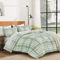 Andency Tan Gingham Comforter Set Twin, Brown Checkered Grid Plaid Bedding