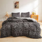 XeGe Cheetah Print Fluffy Faux Fur Duvet Cover Set, Queen, Leopard Brown