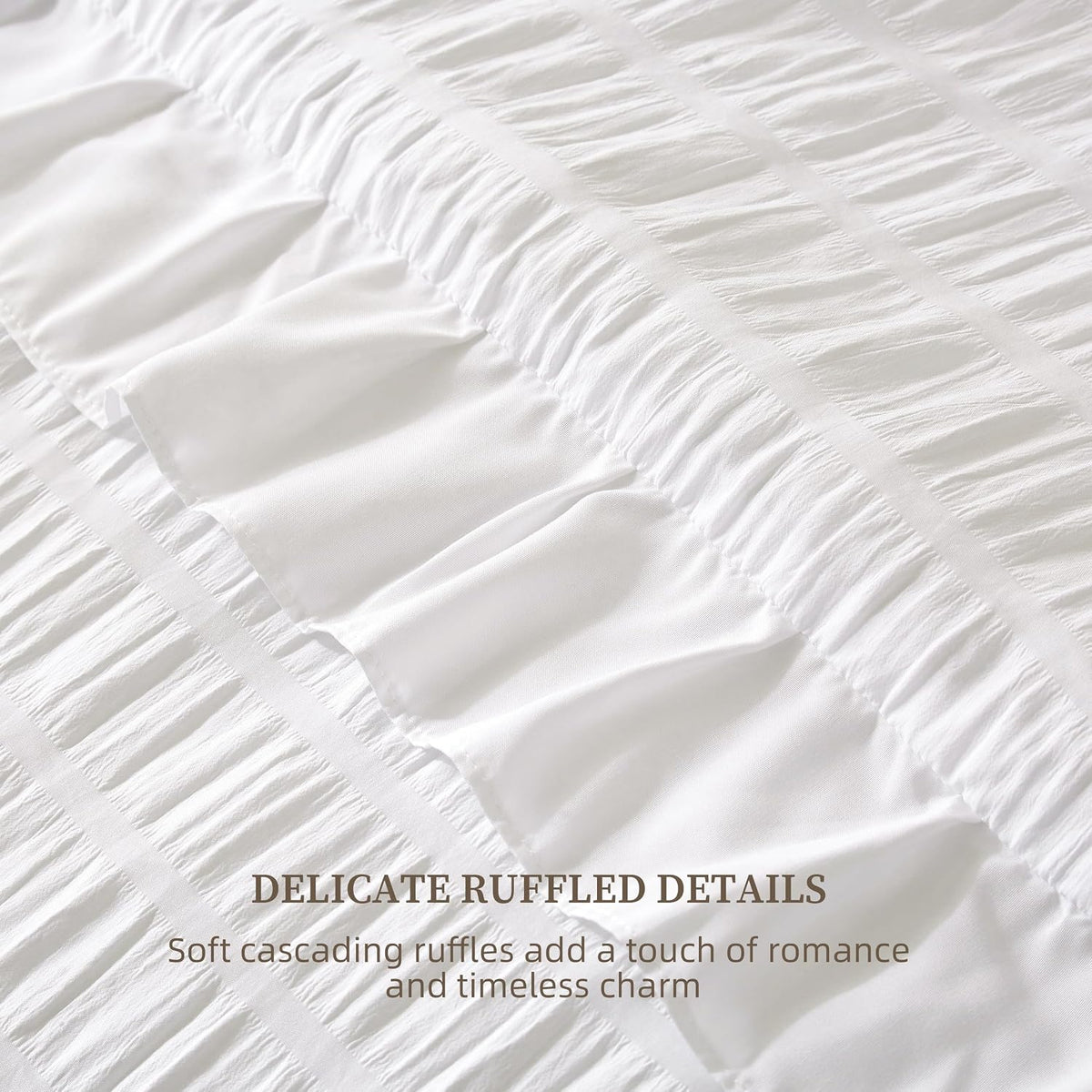 Ruffle Seersucker Queen Szie Comforter Set, Shabby Chic Bedding