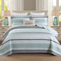 Homzard 100% Cotton Quilt Bedding Set Queen Size Striped Floral Bedspread