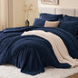 EXQ Home Fluffy Comforter Set Queen Size,3 Pieces Bed Set,Black