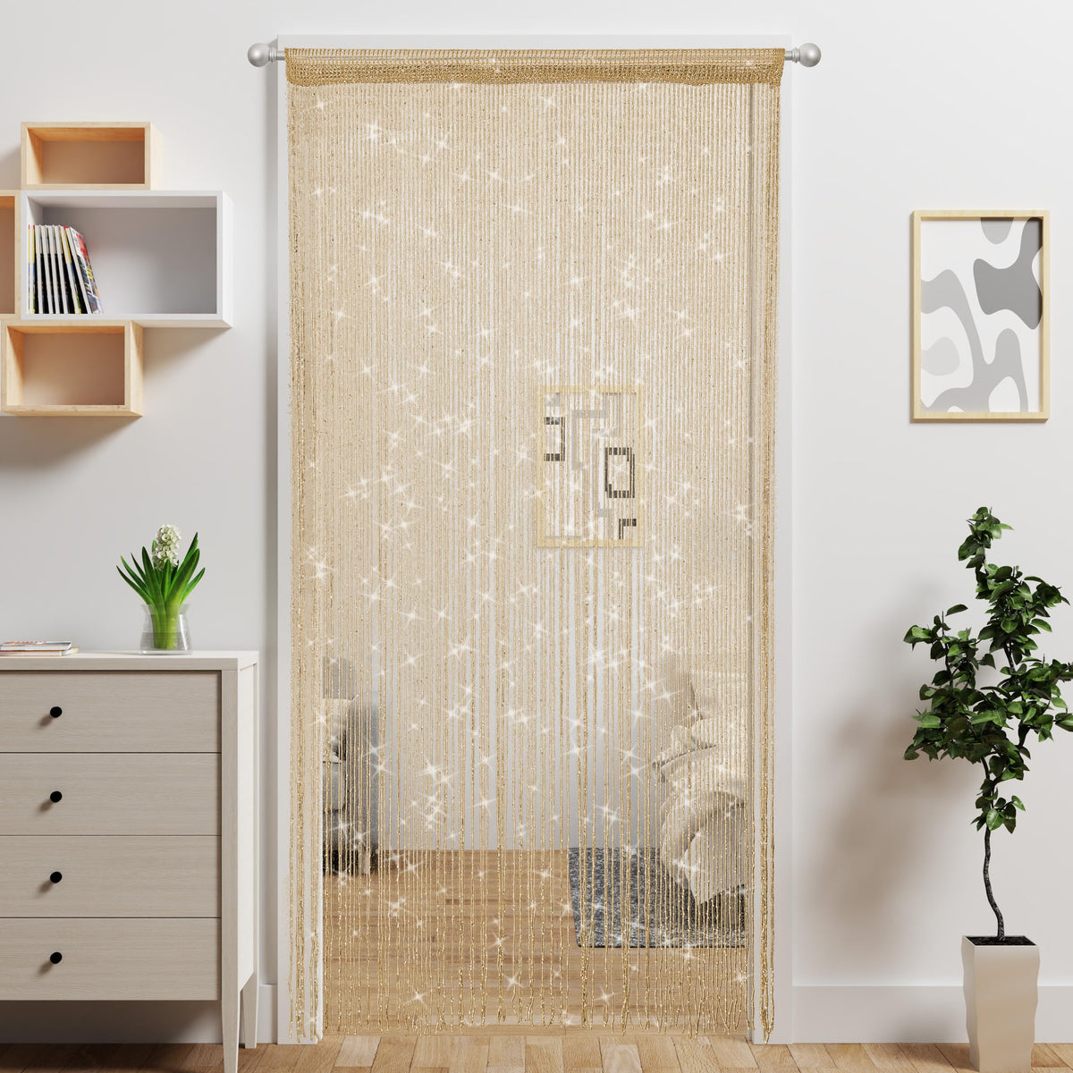 Door String Curtain Doorway Beads Curtains,Hanging Room Divider Beaded Decor Hippie Glitter Fringe Panel Closet Window Doors Sequin Sheer Boho Doors Tassel (Silver)