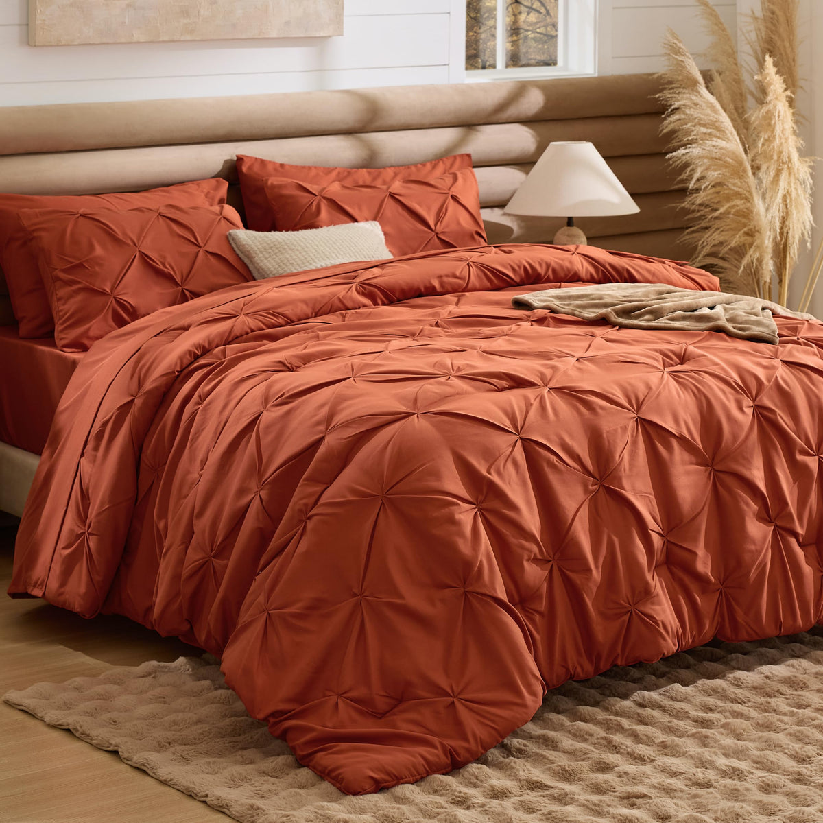 Bedsure 7-Piece King Size Comforter Set & Sheets, Olive Green King Bedding