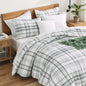 Andency Tan Gingham Comforter Set Twin, Brown Checkered Grid Plaid Bedding