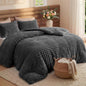 Bedsure Large Queen Fluffy Comforter Set, Cozy Fleece Cream White Bedding
