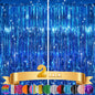 GCB 2Pack Black Metallic Tinsel Foil Fringe Curtain, Black Curtain Backdrop