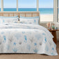 Bedsure Fall Quilts King Size, Reversible Botanical Floral Comforter, Beige