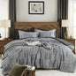 MaiRêve Queen Comforter Set Crinkle Textured Charcoal Grey Bedding 7 Pieces